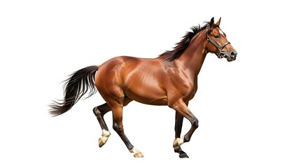 Obraz premium Brown Horse Running with Flowing Mane.