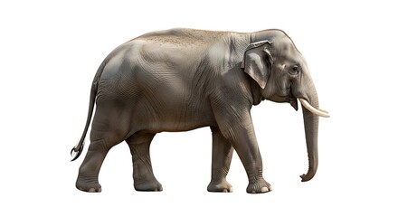 Obraz premium Large Gray Elephant Walking Isolated White.