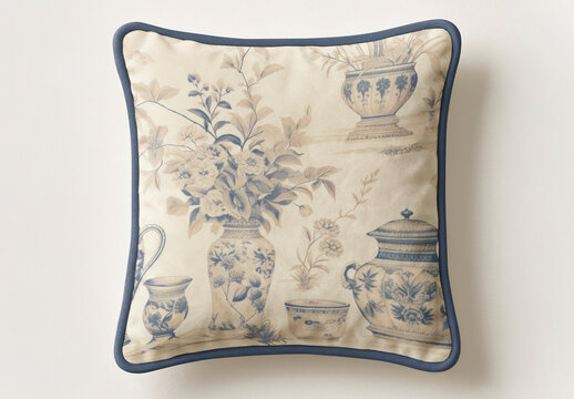 Elegant Floral Vintage Cushion Mockup PSD