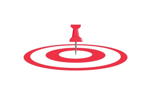 A red pushpin centered on a pulsating circular target icon with white and green screen backgrounds.