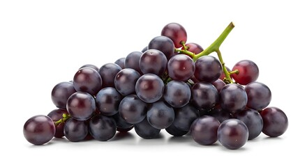Fototapeta premium Fresh Bunch of Purple Grapes on White.