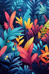 colorful tropical foliage background illustration