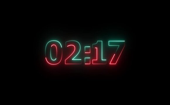 Countdown 2 minute 30s animation from 150 to 0 seconds, Glowing 150 second countdown Animation background 4k video