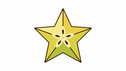 Obraz premium A vibrant and simple illustration of a fresh starfruit slice, showcasing its unique star shape and