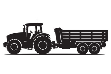 Obraz premium Modern Farming Vehicle Silhouette Side View Generic Agricultural Design
