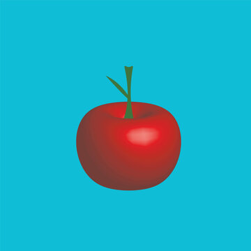 A red apple vector illustration art design on white background.  Flat vector illustration of apple icon. Icon for web casino.