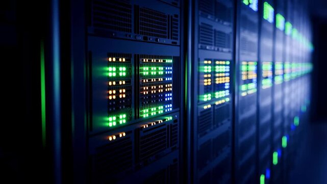 Blue Green Server Room Network Modern Tech Infrastructure
