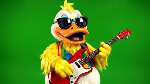 Funky Duck Playing Electric Guitar