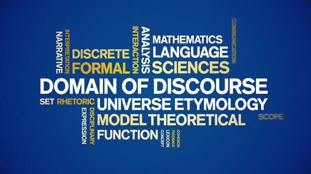 Domain of Discourse animated word cloud-text design animation tag kinetic typography seamless loop.