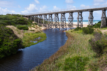 Obraz premium Wooden trestle bridge - Kilcunda