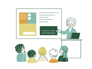 セミナーを受ける人々