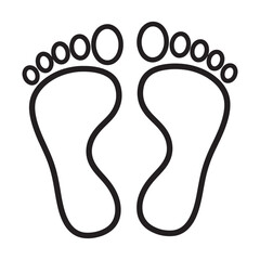 Obraz premium A simple black and white illustration of a pair of bare human footprints.