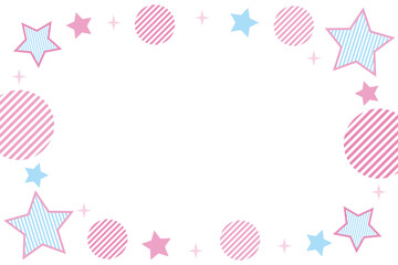 幾何学　星　フレーム　ピンク　水色