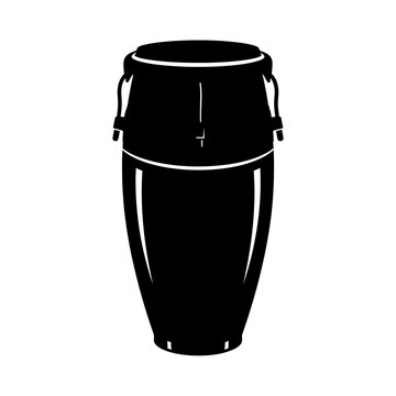 Conga Drum Silhouette Vector Latin Percussion Musical Instrument Icon Black Shape on White