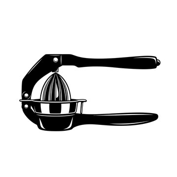 Silhouette of a Lemon Squeezer Hand Press Vector Icon Citrus Juice Tool Illustration Isolated Black Shape on White Background