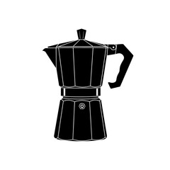 Italian Moka Pot Silhouette Stovetop Espresso Maker Vector Illustration Coffee Culture Icon