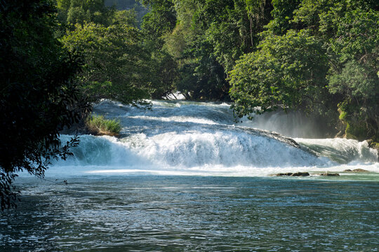 Exploring Cascada de Micos in Huasteca Potosina with its clear water and tropical vegetation