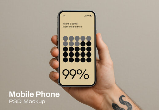 Hand Holding Smartphone Mockup PSD