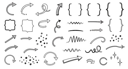 Naklejka premium Set of hand drawn arrows and design elements
