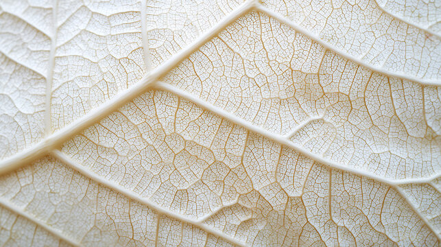 Close-up Macro View of a White Leaf Skeleton Vein Structure