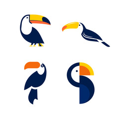 Naklejka premium Toucan flat icon flat logo set isolated graphic