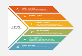 Modern 6 Step Arrow Process Infographic Template for Business Progress