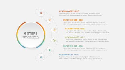 6 Steps Circular Business Process Workflow Infographic Template with Icons