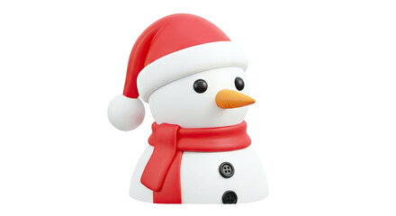 Obraz premium Cute 3D Snowman with Santa Hat and Red Scarf