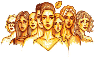 Diverse Women Portraits Pencil Art Vector Illustration Representing Inclusion, Equality, Empowerment and Cultural Diversity 