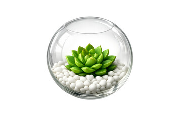 Isolated 3D Glass Terrarium with Succulent Transparent PNG