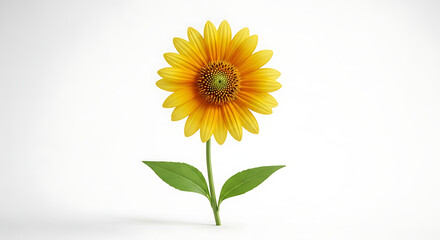 Fototapeta premium A bright and beautiful sunflower standing alone on a white background