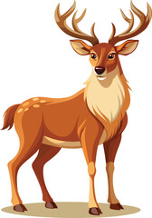 Obraz premium Majestic brown deer with large antlers standing vector illustration flat design