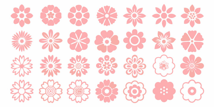 A collection of delicate pink floral designs arranged in a grid pattern
