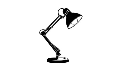 A black desk lamp stands on a table indoors in daytime. © Nasima