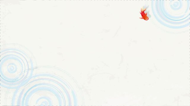 Watercolor Japanese Goldfish Pond Top View Seamless Loop Background,Swimming Kingyo with Water Ripples 4K｜水彩　金魚　池　背景　ループ　和風　夏　動画素材　和　4k　social media,youtube