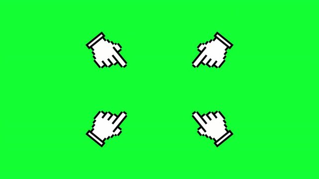 four pixel cursor point toward the center on green screen