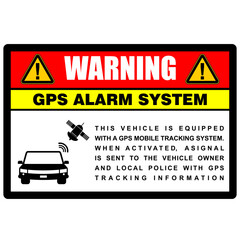 Caution, GPS TRACKING DEVICE ACTIVE, sticker vector