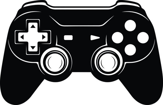 Black and white video game controller illustration