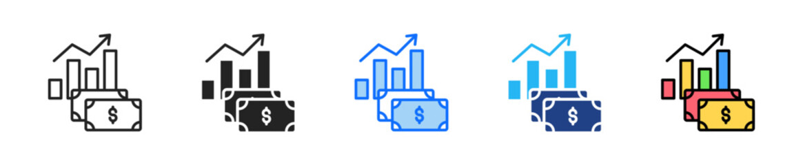 Currency Instability Icon Set Multiple Style Collection