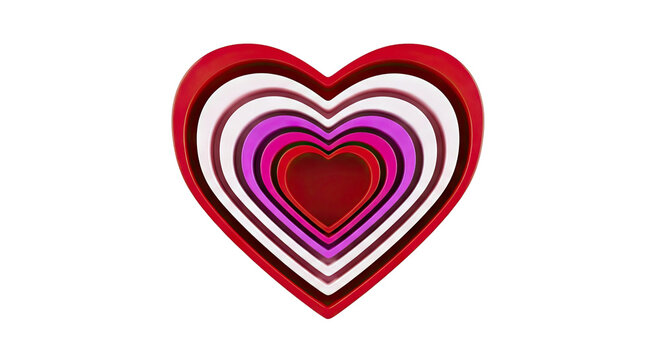 Concentric Heart Shapes in Shades of Red and Pink