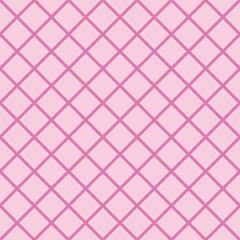 Fototapeta premium Seamless soft magenta diagonal grid vector on a blush pink background. Simple geometric design suitable for wallpaper, pattern design, branding, packaging, and digital use.