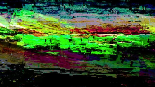 Static Film Flicker Glitch Overlay, Abstract RGB glitch noise and static interference background loop. best for broken screen