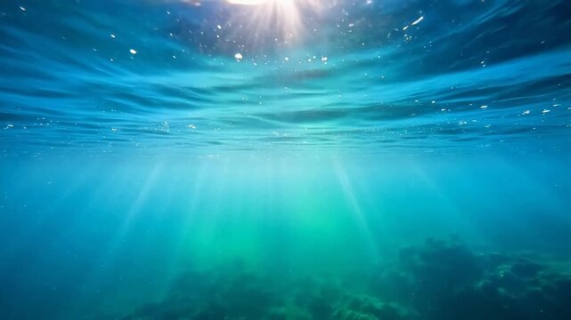 Underwater scene with sunlight
