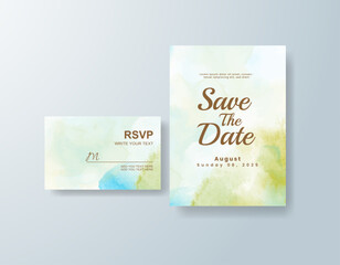 Fototapeta premium Wedding invitation with abstract splash watercolor
