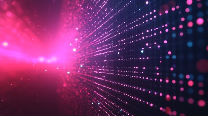 Fototapeta premium Abstract background with vibrant glowing lights and numerous dots creating a dynamic visual experience.
