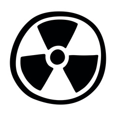 Fototapeta premium Hand drawn radiation sign Nuclear radiation hazard symbol Radioactive danger warning sign clipart in doodle style Nuclear safety Radioactive waste Single element for print, web, design, decor