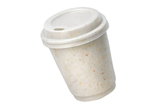 Isolated 3D Speckled Bio-Plastic Coffee Cup Mockup PNG