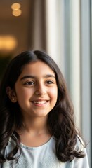 Fototapeta premium Smiling Young Girl Indoor Portrait.