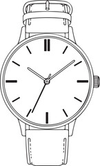 Elegant silver wristwatch with a white strap and minimalist design Vector