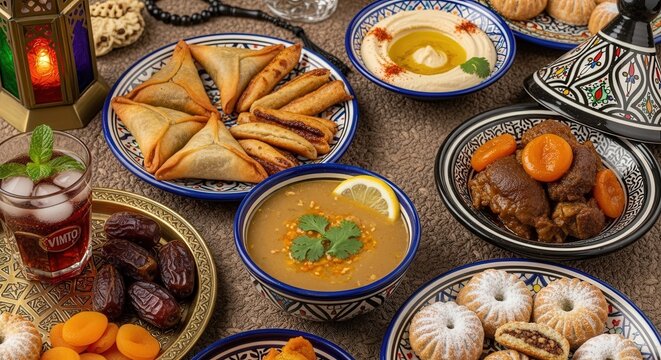 Traditional Middle Eastern Cuisine and Dishes.